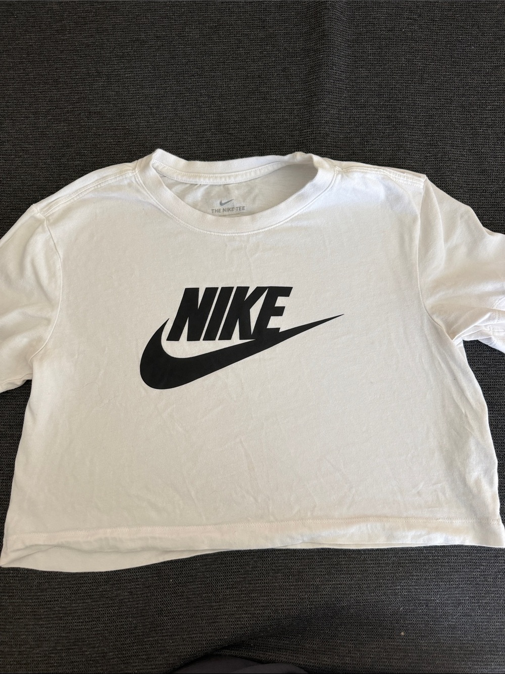 Nike Black Logo White Cropped Tee
